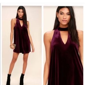 Lulus sweet song plum purple velvet swing dress M